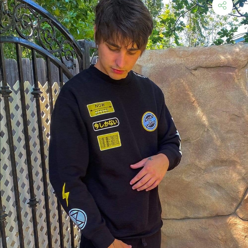 NWT Colby Brock Now Or Never Patch Crewneck